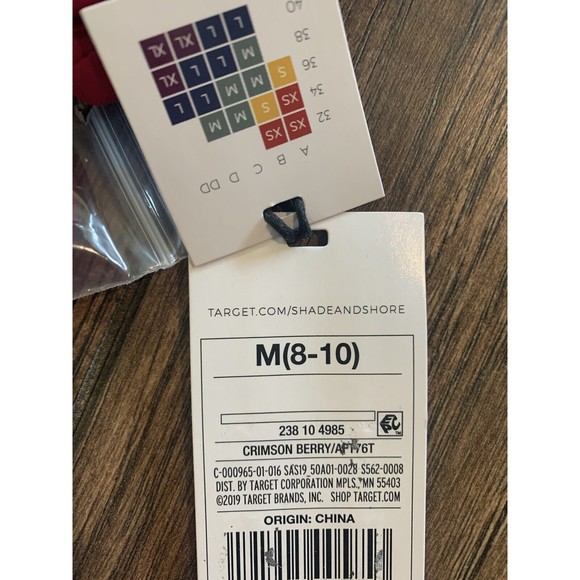 Women's Shade & Shore Long Line Front Tie Bandeau Bikini Top, Berry Medium 820 - Picture 6 of 9